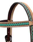 BAR H EQUINE Western Handtooled Leather Horse Headstall & Breast Collar Set