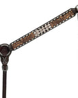 BAR H EQUINE Western Handtooled Leather Horse Headstall & Breast Collar Set