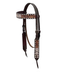 BAR H EQUINE Western Handtooled Leather Horse Headstall & Breast Collar Set