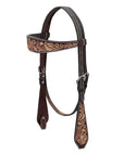 BAR H EQUINE Western Handtooled Leather Horse Headstall & Breast Collar Set