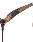 BAR H EQUINE Western Handtooled Leather Horse Headstall & Breast Collar Set