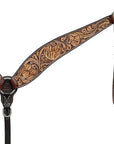 BAR H EQUINE Western Handtooled Leather Horse Headstall & Breast Collar Set