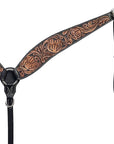 BAR H EQUINE Western Handtooled Leather Horse Headstall & Breast Collar Set