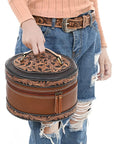 American Darling Adbga615 Jewelry Case Hand Tooled Genuine Leather Women Bag Western Handbag Purse