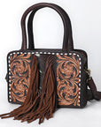 American Darling Tote Hand Tooled Hair-On Genuine Leather Women Bag Western Handbag Purse