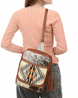 American Darling Adbga623 Sling Upcycled Wool Hair-On Genuine Leather Women Bag Western Handbag Purse