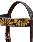 BAR H EQUINE Western Handtooled Leather Horse Headstall & Breast Collar Set