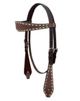 BAR H EQUINE Western Handtooled Leather Horse Headstall & Breast Collar Set