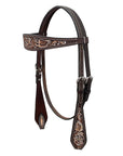 BAR H EQUINE Western Handtooled Leather Horse Headstall & Breast Collar Set