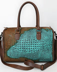 American Darling Adbg1562B Duffel Crocodile Embossed Genuine Leather Women Bag Western Handbag Purse