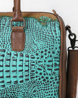 American Darling Adbg1562B Duffel Crocodile Embossed Genuine Leather Women Bag Western Handbag Purse