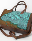 American Darling Adbg1562B Duffel Crocodile Embossed Genuine Leather Women Bag Western Handbag Purse