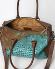 American Darling Adbg1562B Duffel Crocodile Embossed Genuine Leather Women Bag Western Handbag Purse