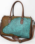 American Darling Adbg1562B Duffel Crocodile Embossed Genuine Leather Women Bag Western Handbag Purse