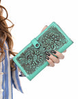 American Darling Clutch Beautifully Hand Tooled Genuine Leather women bag western handbag purse