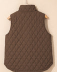 Quilted Zip-Up Snap Button Pocketed Vest