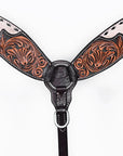 BAR H EQUINE Western Handtooled Leather Horse Headstall & Breast Collar Set
