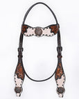 BAR H EQUINE Western Handtooled Leather Horse Headstall & Breast Collar Set