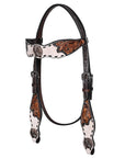 BAR H EQUINE Western Handtooled Leather Horse Headstall & Breast Collar Set