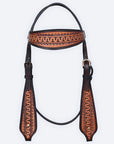 COMFYTACK Western Horse Headstall Breast Collar Set American Leather Tan