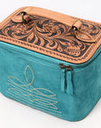 American Darling Jewelry Case Suede Hand Tooled Genuine Leather Women Bag Western Handbag Purse |