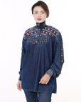 ADDR019 Denim Women shirt Jacket Dress Tunic Ladies Girl Top