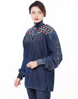 ADDR019 Denim Women shirt Jacket Dress Tunic Ladies Girl Top
