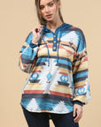 Blue Mountain Turquoise Aztec Lightweight Hoodie Made in America