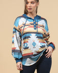 Blue Mountain Turquoise Aztec Lightweight Hoodie Made in America