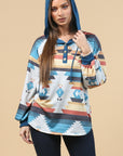 Blue Mountain Turquoise Aztec Lightweight Hoodie Made in America