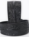 AMERICAN DARLING Beautifully Hand Tooled American Leather Unisex Belt Black