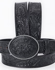 AMERICAN DARLING Beautifully Hand Tooled American Leather Unisex Belt Black