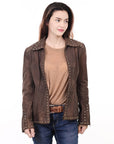 ADJKTLTR04 Genuine Vintage leather Women shirt jacket dress ladies girl