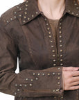 ADJKTLTR04 Genuine Vintage leather Women shirt jacket dress ladies girl