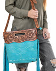 American Darling Crossbody Hand Tooled Genuine Suede Leather Women Bag Western Handbag Purse