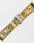 American Darling I watch Strap Genuine Leather With Beautiful Cactus Hand Painted Smart Watch Strap