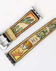 American Darling I watch Strap Genuine Leather With Beautiful Cactus Hand Painted Smart Watch Strap