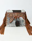 American Darling Wristlet Beautifully Hand Tooled Hair-On Genuine Leather women bag western handbag purse