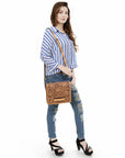Small Crossbody Beautifully Hand Tooled Genuine Leather women bag western handbag purse
