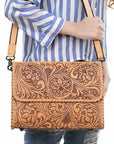 American Darling Crossbody Beautifully Hand Tooled Genuine Leather women bag western handbag purse