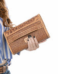 Clutch Beautifully Hand Tooled Genuine Leather women bag western handbag purse