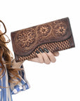 Clutch Beautifully Hand Tooled Genuine Leather women bag western handbag purse