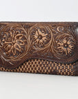 Clutch Beautifully Hand Tooled Genuine Leather women bag western handbag purse