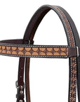 BAR H EQUINE Western Handtooled Leather Horse Headstall & Breast Collar Set