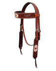 BAR H EQUINE Western Handtooled Leather Horse Headstall & Breast Collar Set