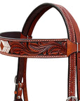 BAR H EQUINE Western Handtooled Leather Horse Headstall & Breast Collar Set