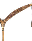 BAR H EQUINE Western Handtooled Leather Horse Headstall & Breast Collar Set