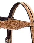 BAR H EQUINE Western Handtooled Leather Horse Headstall & Breast Collar Set