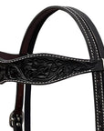 BAR H EQUINE Western Handtooled Leather Horse Headstall & Breast Collar Set