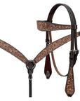 BAR H EQUINE Western Handtooled Leather Horse Headstall & Breast Collar Set
